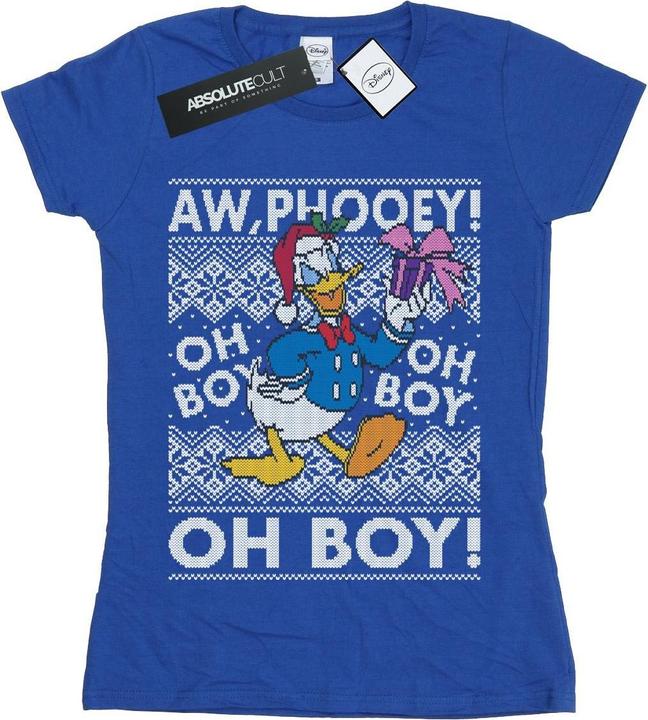 Actual product image Disney Womens/Ladies Donald Duck Christmas Fair Isle Cotton T-Shirt (L)