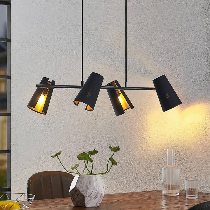 Produktbild Lindby Zylindro Pendelleuchte Black/Gold (E14)