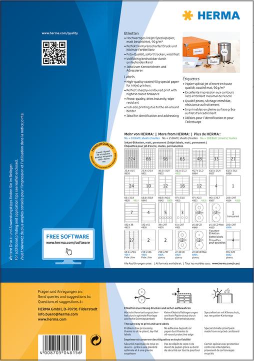 Produktbild HERMA Inkjet Etiketten A4