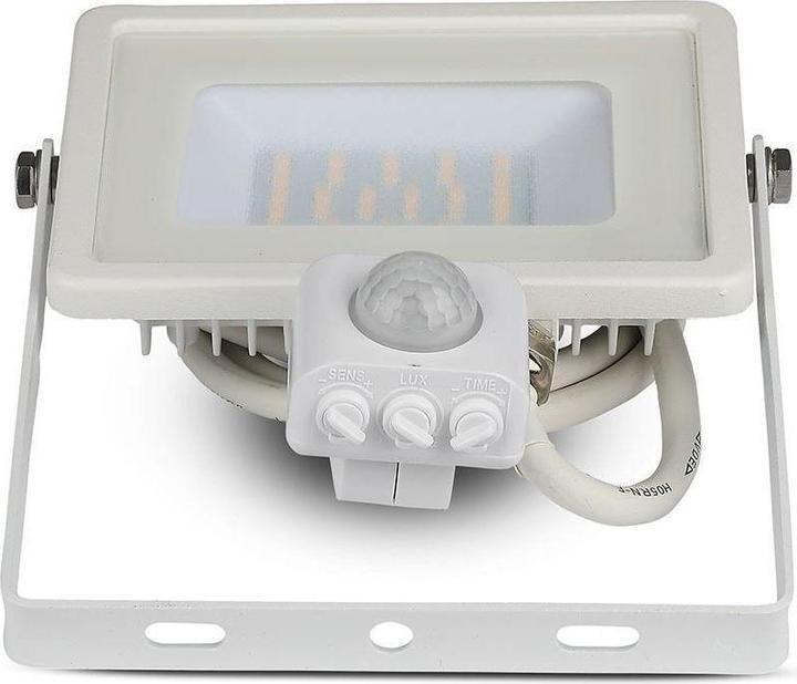 Produktbild V-TAC VT30SW 30W LED Sensor Fluter SAMSUNG Chip Abschaltfunktion Weiss Gehäuse 6400K (2400 lm, IP65)