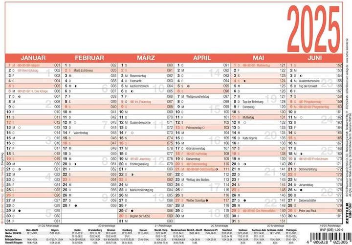 Image du produit Calendrier des jours ouvrables (A5, Non contraignant, Allemand)
