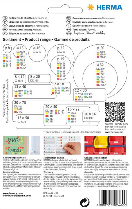 Image du produit Herma Étiquettes à usage multiple