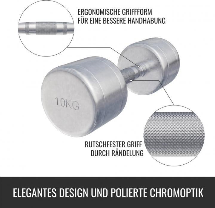 Image du produit Gorilla Sports Haltères courts en chrome (2 x 10 kg)