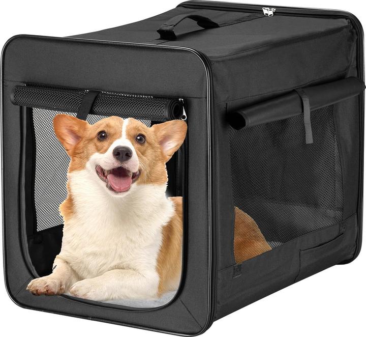 Produktbild Fudajo Transportbox M Faltbar Schwarz 58x46x53cm Hundebox Katzenbox Reisebox (Hund, Faltbar, Waschbar, Atmungsaktiv)
