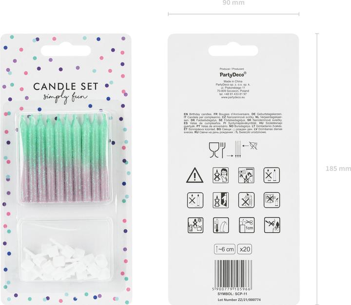 Image du produit Partydeco Bougies 6cm scintillantes sirène (20p.) (20 pcs)