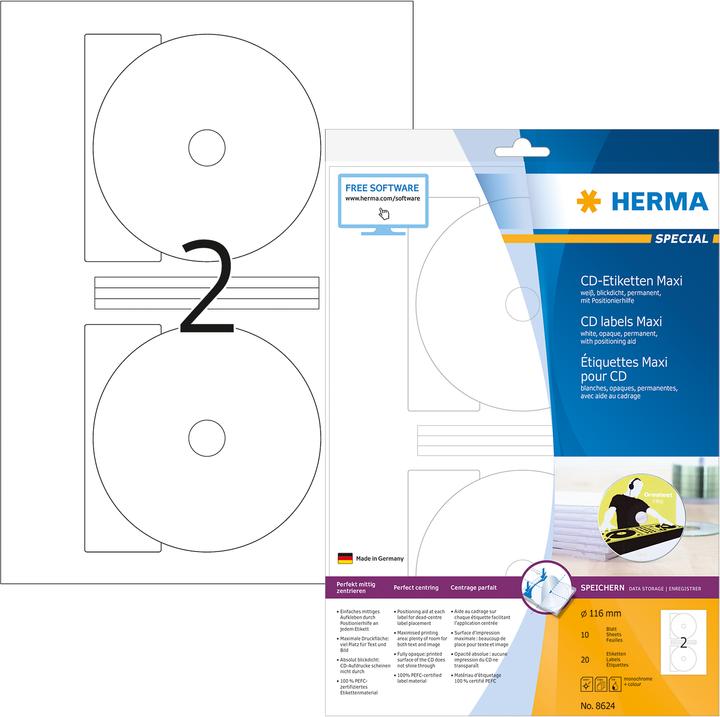 Actual product image HERMA CD labels A4