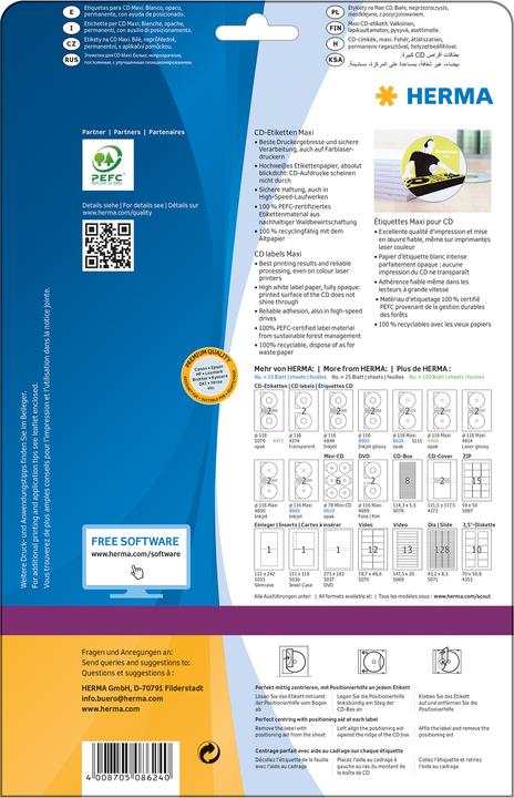 Actual product image HERMA CD labels A4