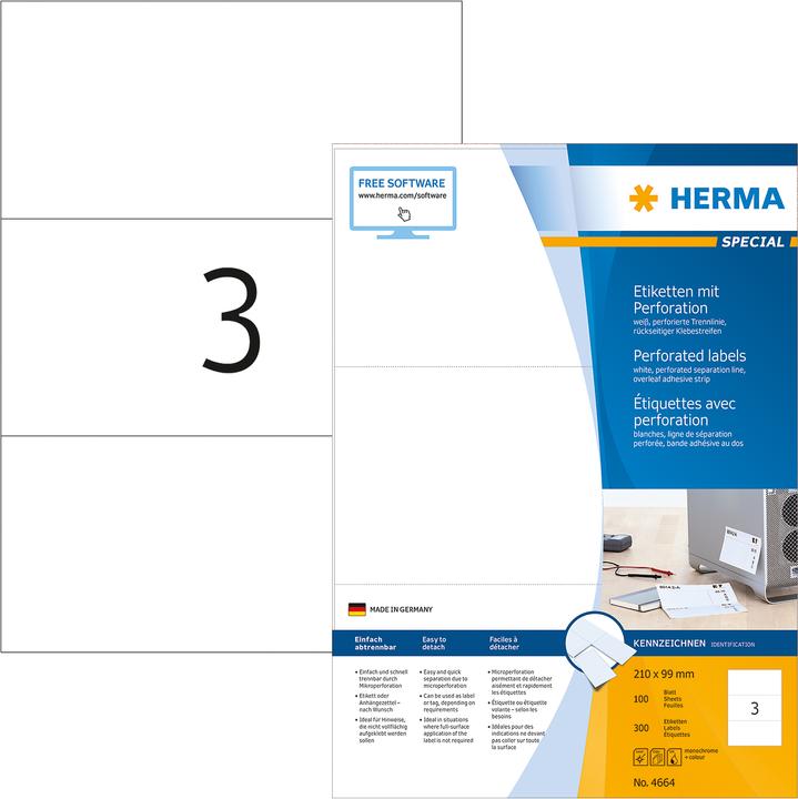 Image du produit HERMA Étiquettes A4 perforées