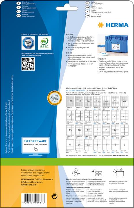 Actual product image HERMA Universal labels A4