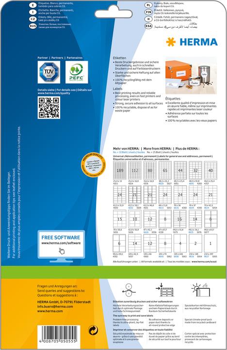 Productafbeelding HERMA Universele etiketten A4