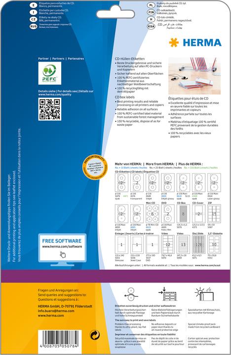 Actual product image HERMA Labels for CD sleeves A4