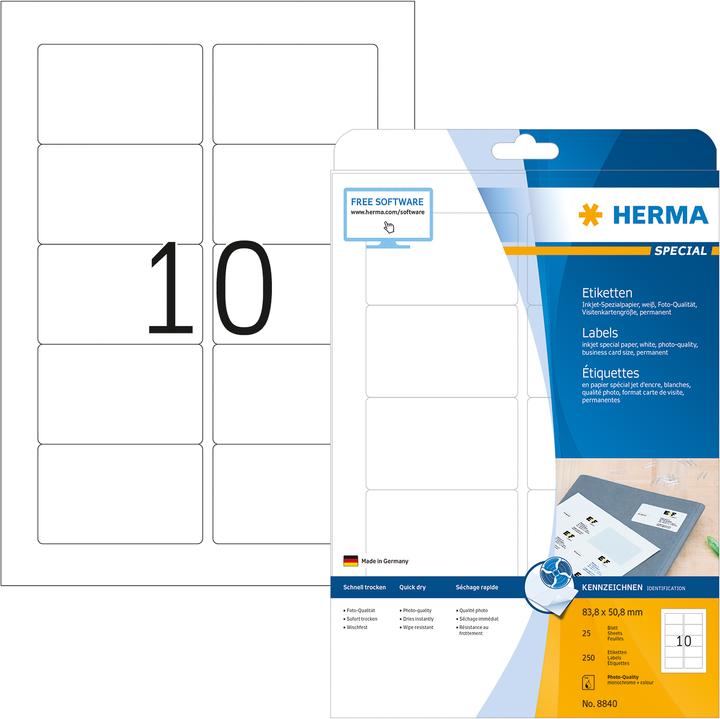 Actual product image HERMA Inkjet labels A4
