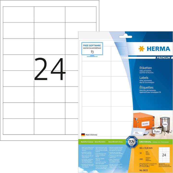 Produktbild HERMA Universal Etiketten A4