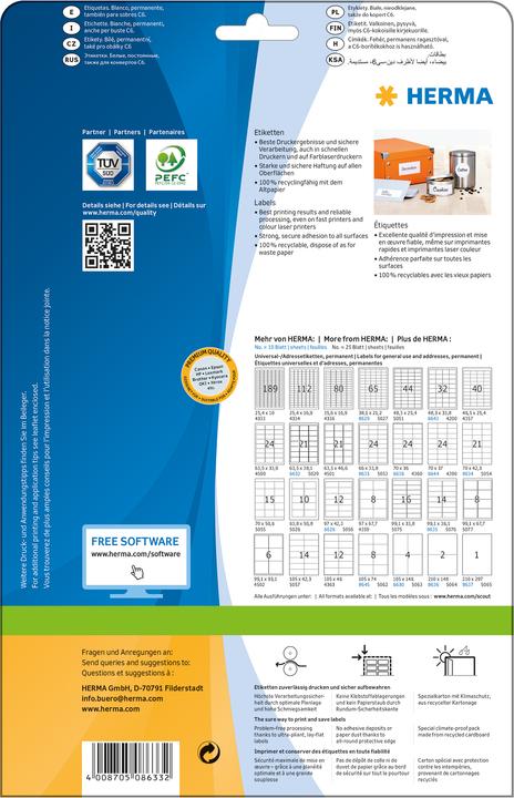 Produktbild HERMA Universal Etiketten A4