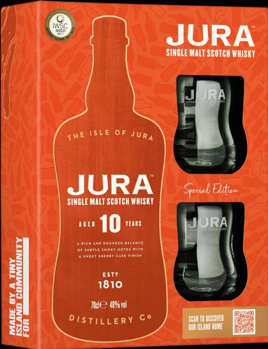 Immagine prodotto Isle of Jura con due bicchieri di (Single Malt, 1 x 70 cl)