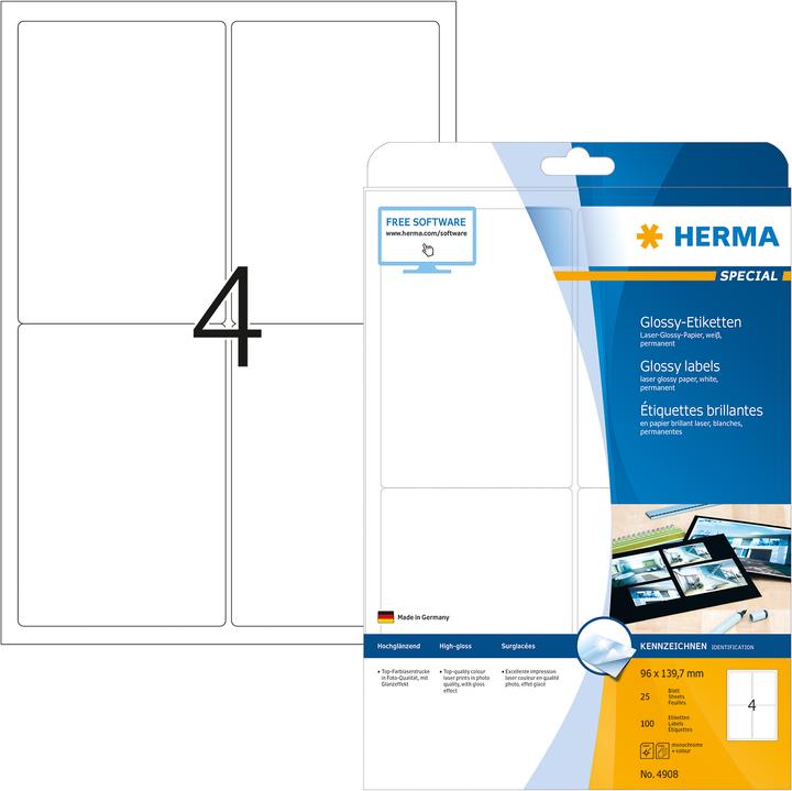 Produktbild HERMA Hochglanz Etiketten A4