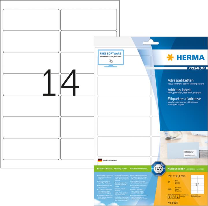 Produktbild HERMA Adressetiketten A4