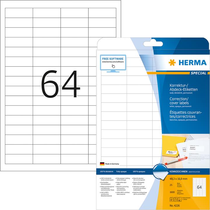 Produktbild HERMA Korrektur- und Abdeck-Etiketten A4