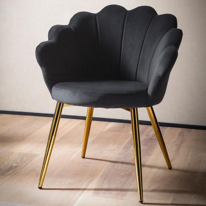 Actual product image FineBuy Esszimmerstuhl Tulpe Samt / Metall Gepolstert Küchenstuhl Schalenstuhl