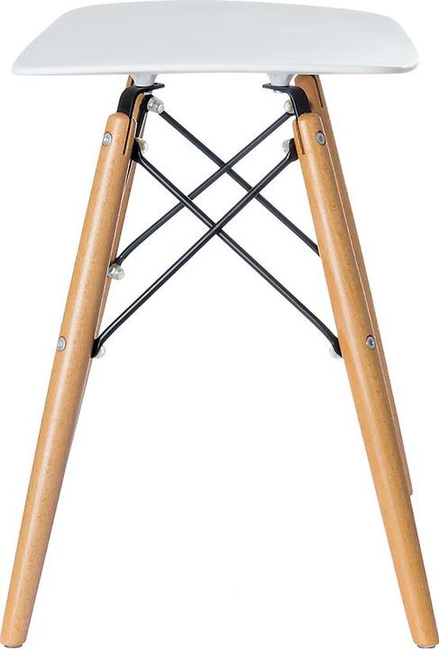 Actual product image Paperflow SKOLL stool, solid beech wood legs, white seat.
