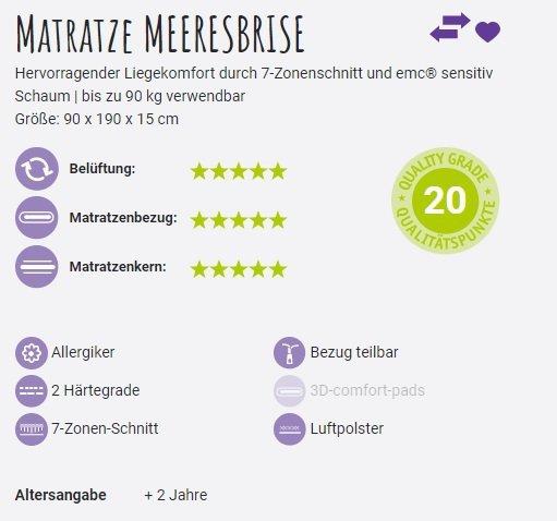 Actual product image Träumeland Children & Youth Mattress Sea Breeze (90 x 120 x 15)