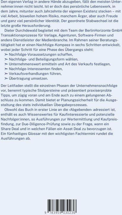Produktbild Unternehmensnachfolge in Verlagen (Deutsch, Anja Krauss, Ralf Alkenbrecher, Dieter Durchdewald, Inci Bürhaniye, 2024)