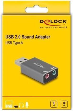 Actual product image Delock 66633 - External USB sound card with USB-A plug to 2 x 3.5 mm jack socket Plu (SATA 2.0)