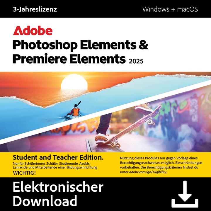 Adobe Photoshop & Premiere Elements 2025 (Student & Teacher) (1 User, 1 Geräte/User, 36 Monate)