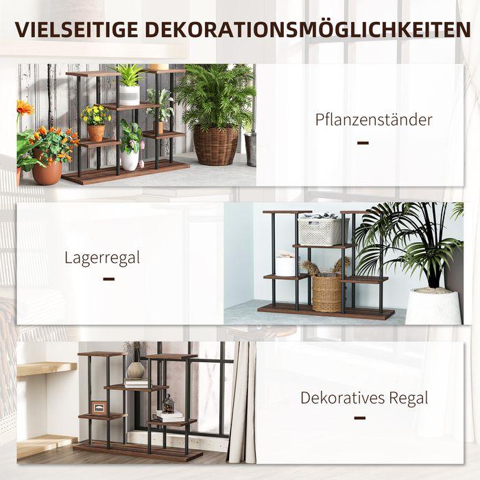 Actual product image Swisshandel24 4-Etagen Pflanzenständer, 61,5 cm hoch, Holz, Verkohlt