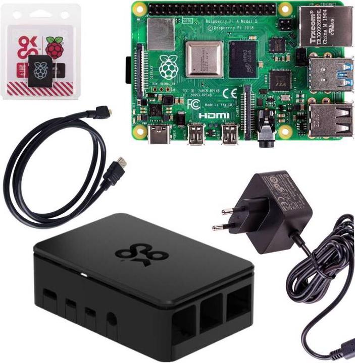 Produktbild Raspberry Pi 4 4G Basic Kit inkl. HDMI + 16GB SD