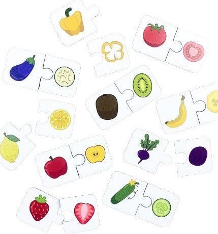 Immagine prodotto Activity Board Puzzle di frutta e verdura in legno, puzzle da 2 pezzi, materiale didattico, schede per la scuola (20 pezzi)