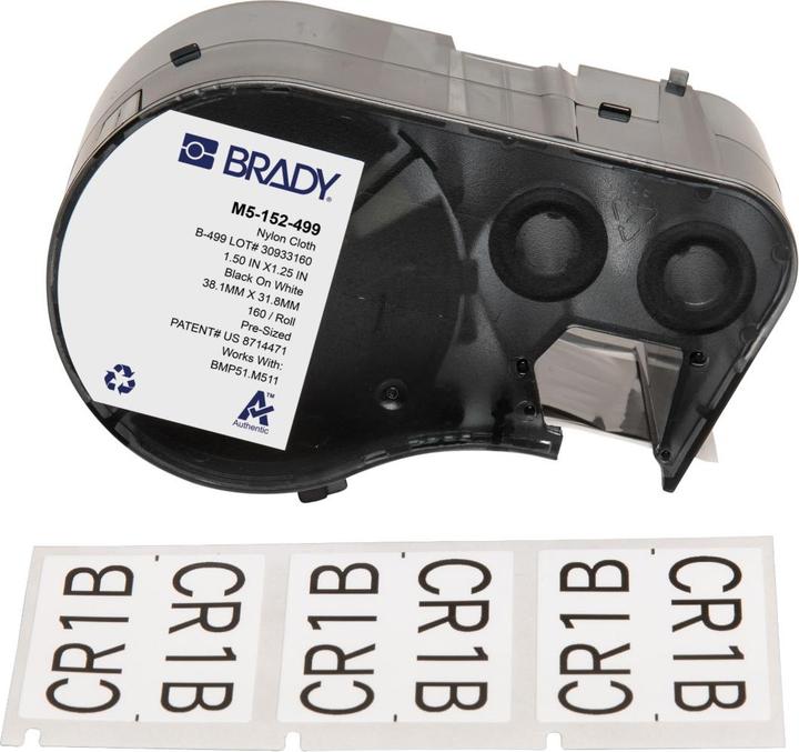 Produktbild Brady M5-152-499, Fähnchen, Nylongewebe, Schwarz auf weiss, 38.10 x 12.70 mm, permanent (160 E.)
