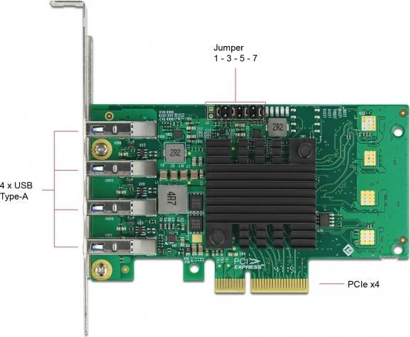 Produktbild Delock PCI Express x4 Card to 4 x external USB3.0 Quad Channel