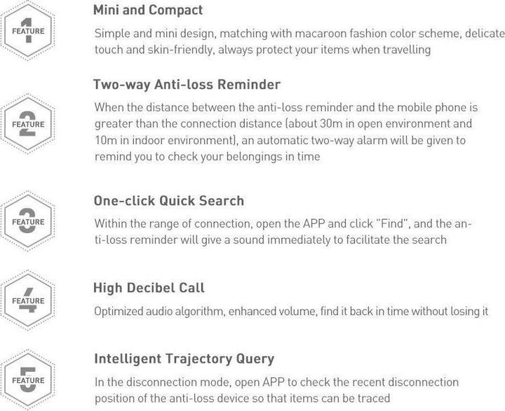 Produktbild Baseus Intelligent T2 ropetype anti-loss device White (Android, iOS)