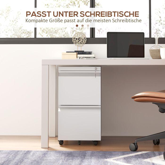 Produktbild Swisshandel24 Rollcontainer Aktenschrank Organizer, 2 Schubladen, abschliessbar, 37x43,5x67.5cm, Weiss