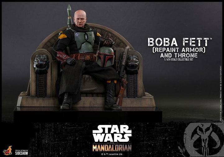 Actual product image Hot Toys Star Wars The Mandalorian Action Figure 1/6 Boba Fett (Repaint Armor) and Throne 30 cm