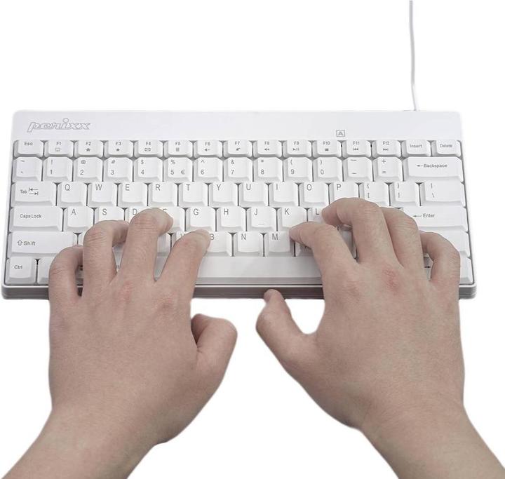Produktbild Perixx PERIDUO-212 DE, Mini USB-Tastatur und Maus Set, weiss (DE, Kabelgebunden)