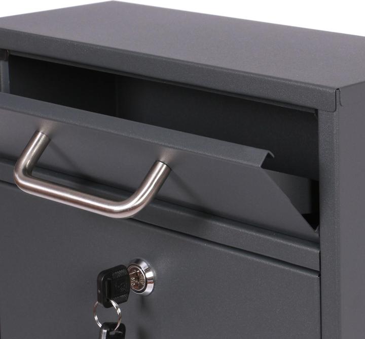 Actual product image Wiltec 2x3 Wall Mounted Letter Box V53 Anthracite Lockable Post Box Mailbox with Viewing Slot