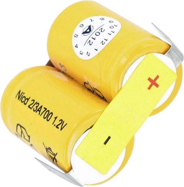 Produktbild AccuCell Akku 2/KR-600AE 2/3 A Cadnica mit Lötfahne U-Form (1 Stk., 600 mAh, Ladegerät ohne Akku)