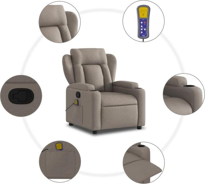 Produktbild VidaXL Massagesessel Taupe Stoff,Farbe: Taupe,Material: Stoff (100