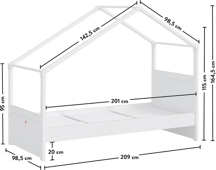 Actual product image Cilek House bed Montes White with side roof (90 x 200 cm)