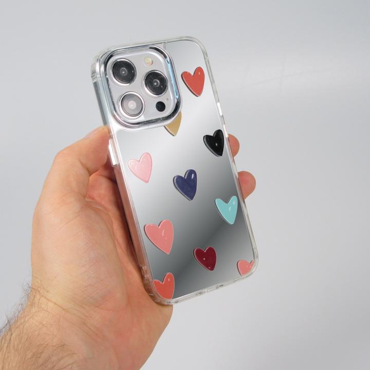 Immagine prodotto PhoneLook Cover in silicone Many Hearts con effetto specchio (Apple iPhone 15 Pro)