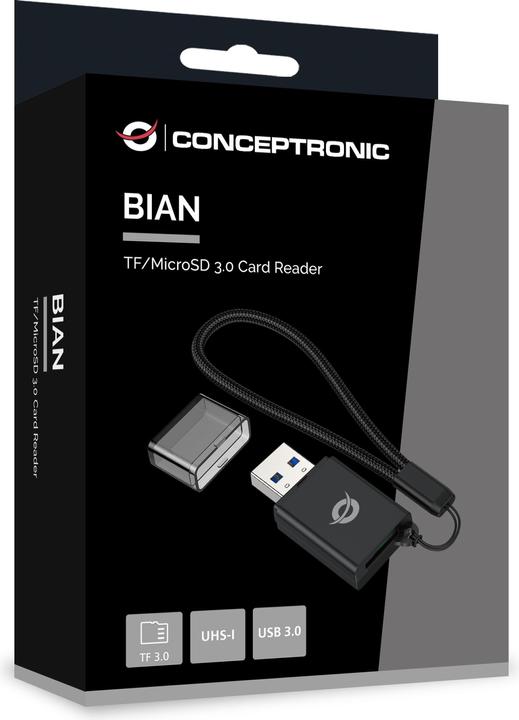 Image du produit Conceptronic Lecteur de cartes USB-A -> Micro SD/TF 3.0 noir (USB-C 3.2 Gen 1)