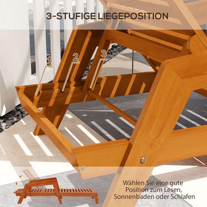 Produktbild Swisshandel24 Sonnenliege, Gartenliege aus Holz, Wetterfest Relaxliege bis 120 belastbar, Orange, 66x190x73,5cm (66 cm)