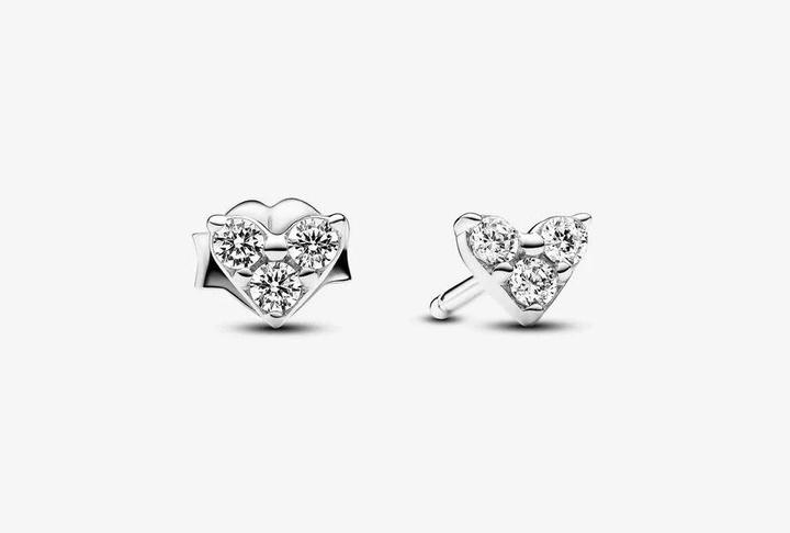 Productafbeelding Pandora Drievoudige stenen hart oorbellen (Sterling zilver)