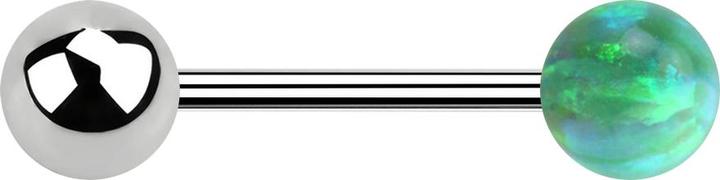 Produktbild Star Piercing Micro Barbell silber mit Kugel und Kugel Opal grün (Chirurgenstahl 316L, ohne Messing)