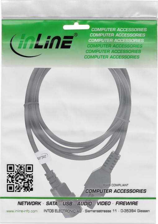 Actual product image InLine Power cord extension (1 m, C14)
