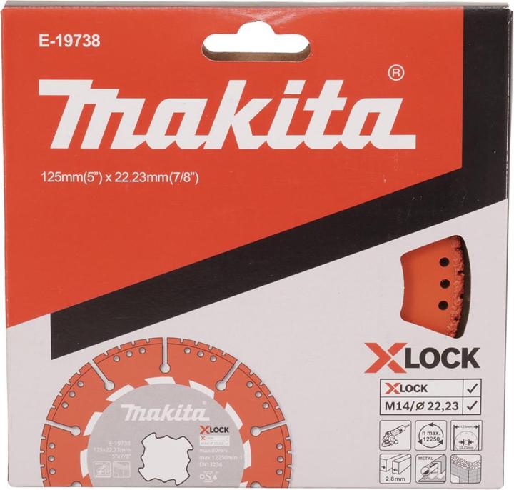 Produktbild Makita Diamanttrennscheibe Schneiden Bohrung 22,23mm X-LOCK Rescue 125mm E-19738