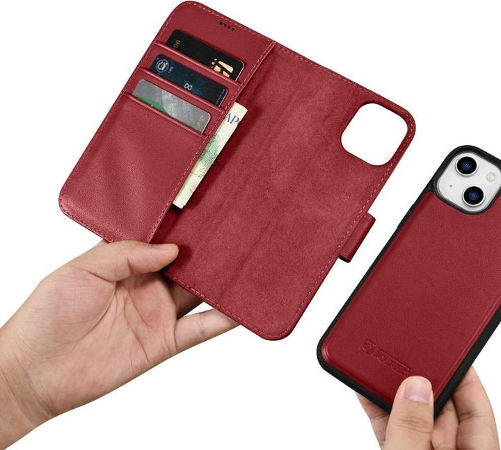 Actual product image iCarer Wallet Case 2 in1 Cover iPhone 14 Plus Anti-RFID Leather Flip Cover Red (WMI14220727-RD) (Apple iPhone 14 Plus)