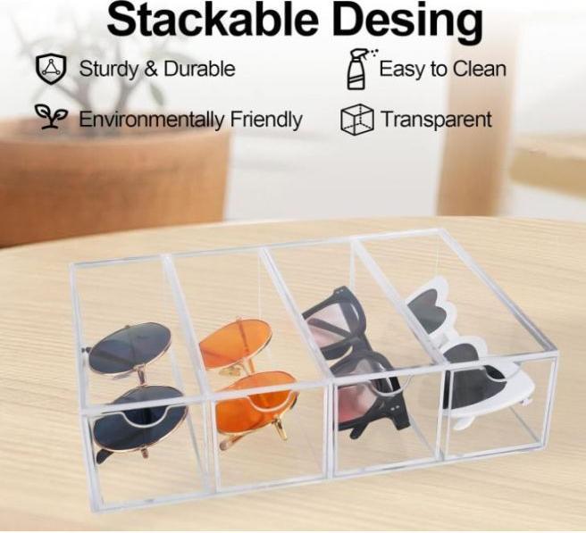 Actual product image MU Style Acrylic glasses organiser with 4 compartments